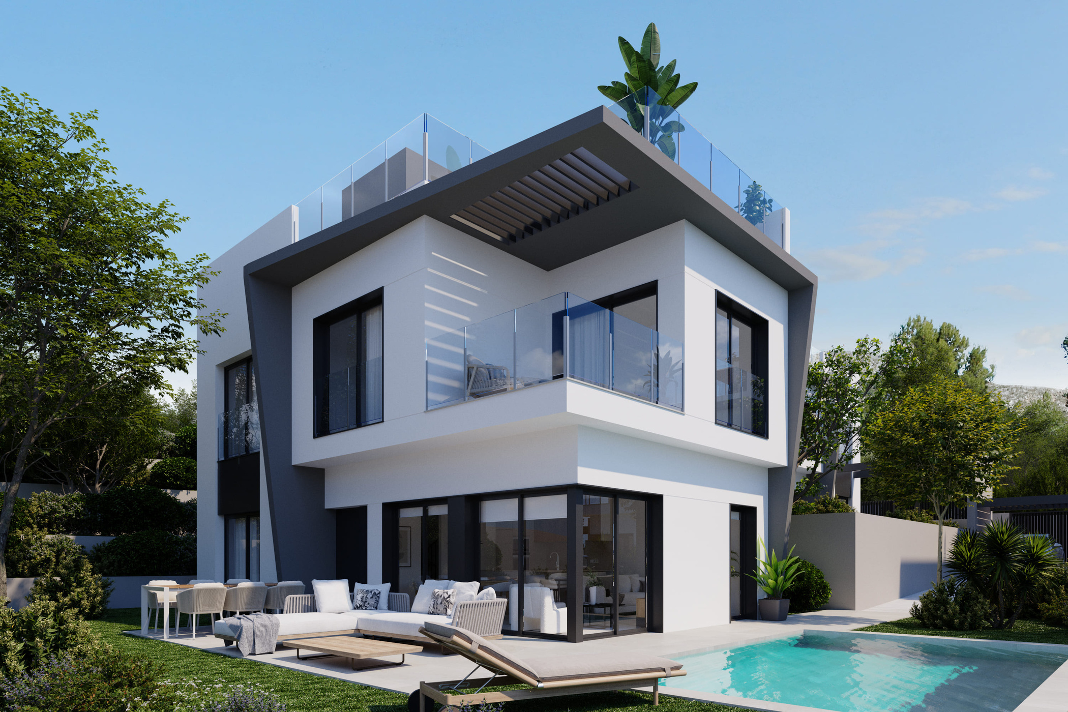 Complejo residencial con piscina — cartera inmobiliaria diversificada