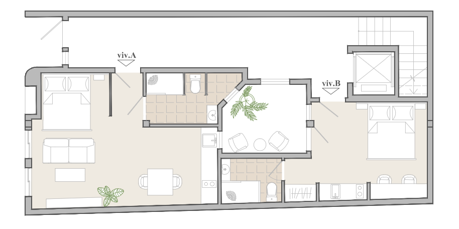Plano de planta — unidades con licencia turística, Calle Horta